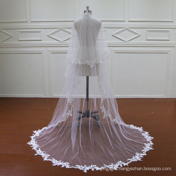 Two Layers Lace Wedding Long Veil